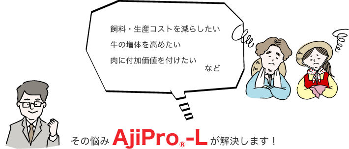 飼料コストの高騰 生産コストの改善 牛の栄養バランスが気になる など その悩みAjiPro®-Lが解決します!